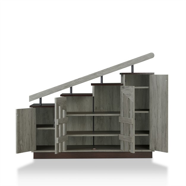 Barstead Wood Staircase Shoe Cabinet In Gray Oak Furniture Of America