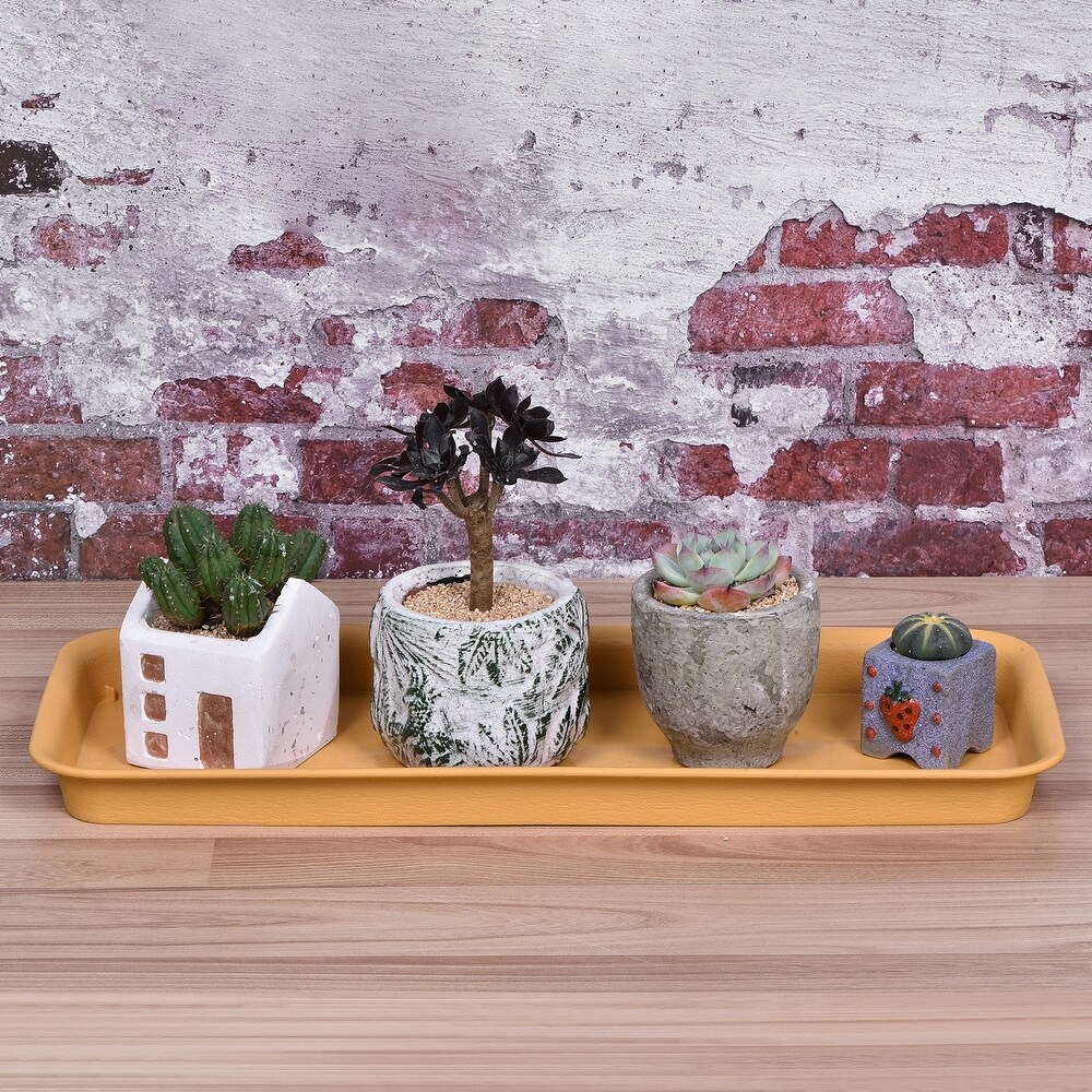 Plant Pot Saucers Plastic Rectangular Flower Drip Trays Indoor Outdoor   40x17cm