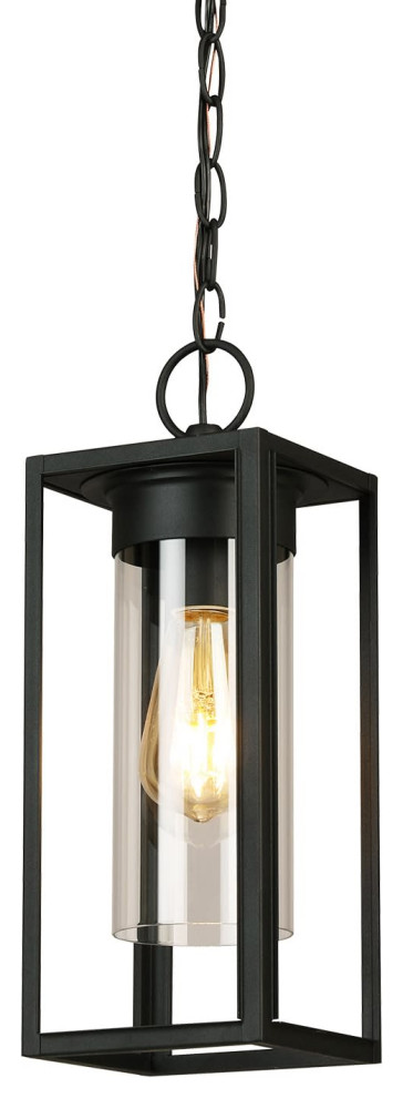 Walker Hill 1 Light Outdoor Pendant  Matte Black   Transitional   Outdoor Hanging Lights   by Buildcom  Houzz