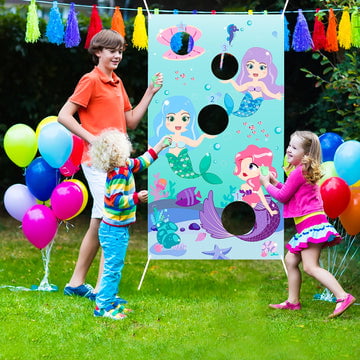 WATINC Mermaid Toss Games with 3 Bean Bags All Ages Activity