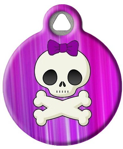 Dog Tag Art Girlie Skull Personalized Dog and Cat ID Tag