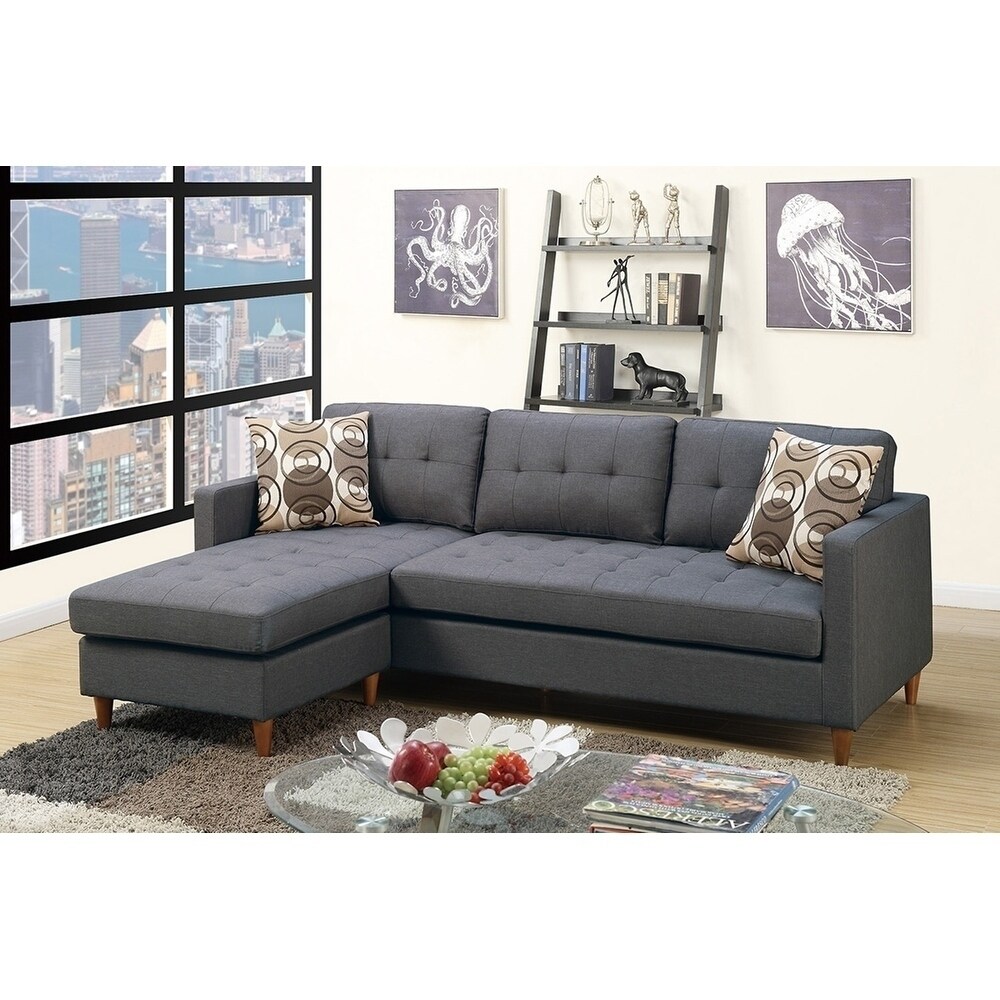 Reversible Sectional Sofa Set with 2 Accent Pillows