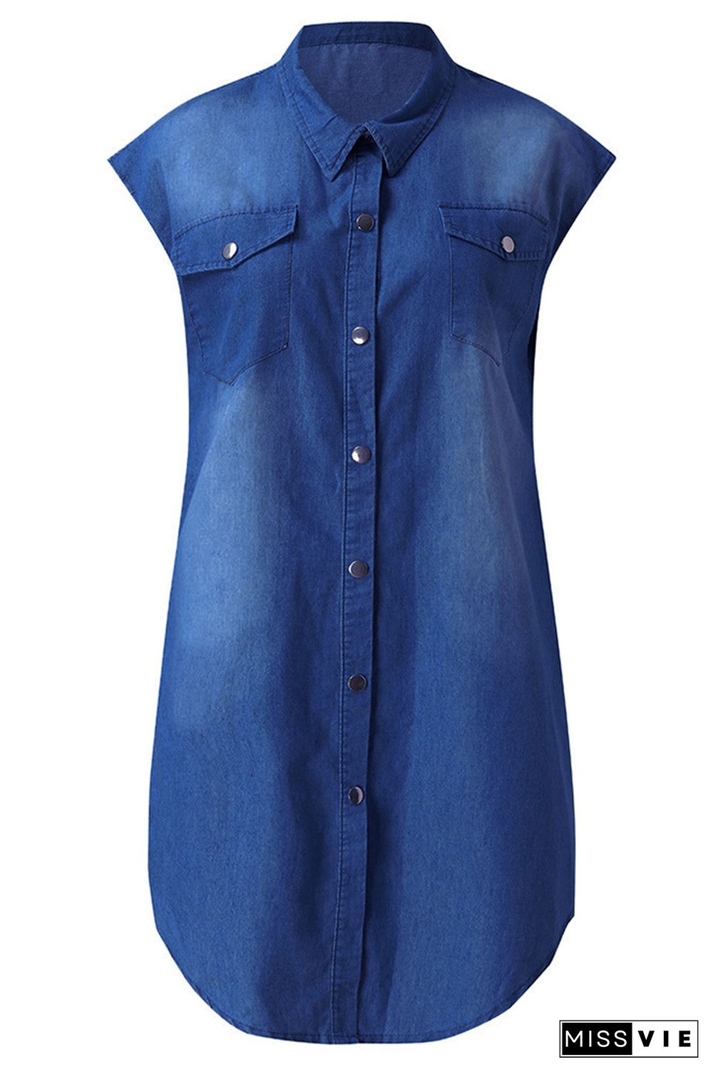 Button Down Loose Denim Dress Wholesale