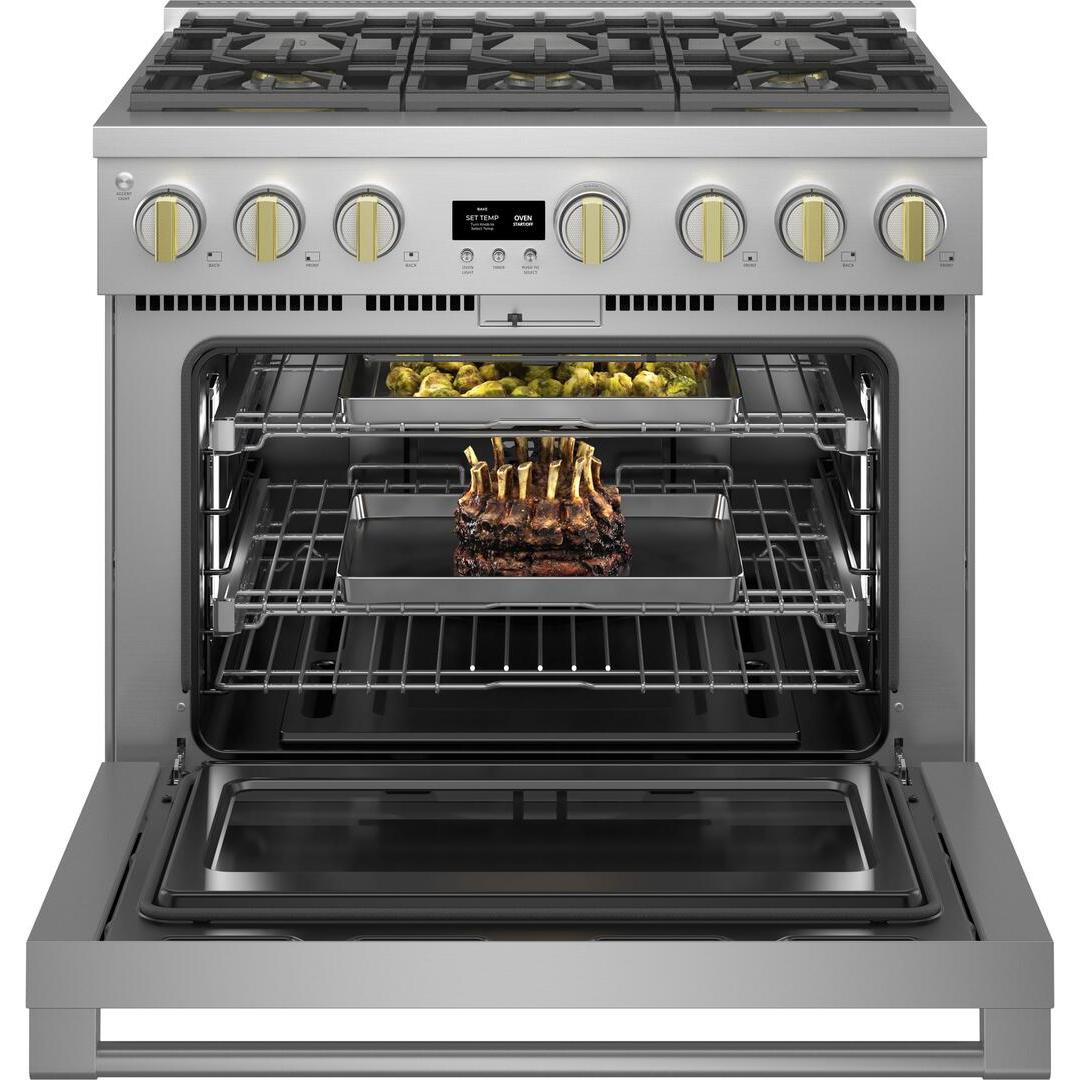 Monogram 36-inch Freestanding Gas Range with Convection Technology ZGP366NTSS