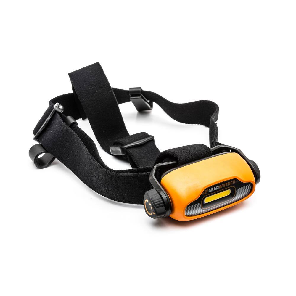 GEARWRENCH 200 Lumens Lithium Ion Rechargeable Headlamp with Hardhat Clips 83137