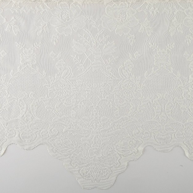 Set Of 2 38 quot x58 quot Alison Floral Lace Sheer Rod Pocket Kitchen Curtain Tier Ivory No 918