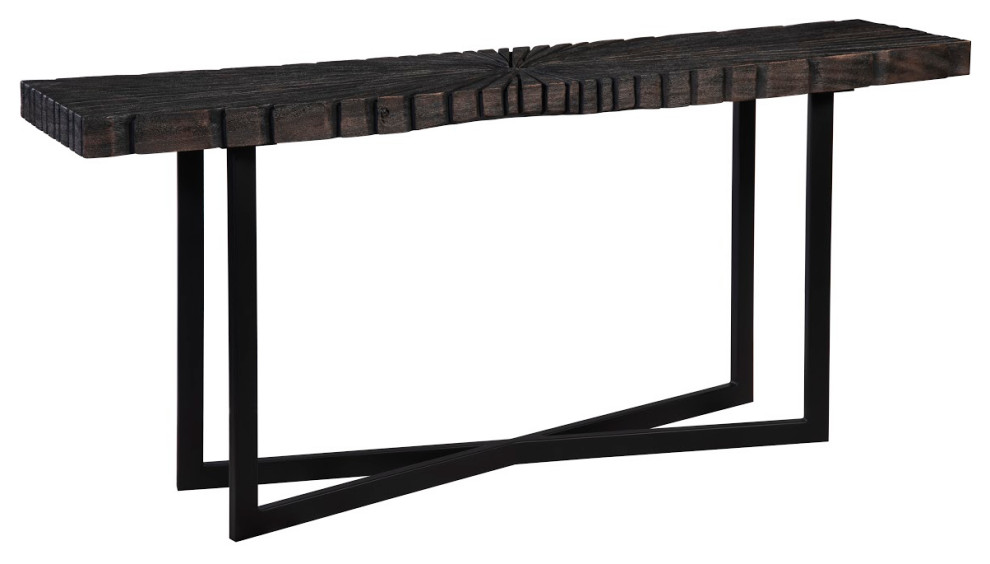 Chainsaw Console Table  Burnt Black  Black Iron Cross Base   Industrial   Console Tables   by Phillips Collection  Houzz