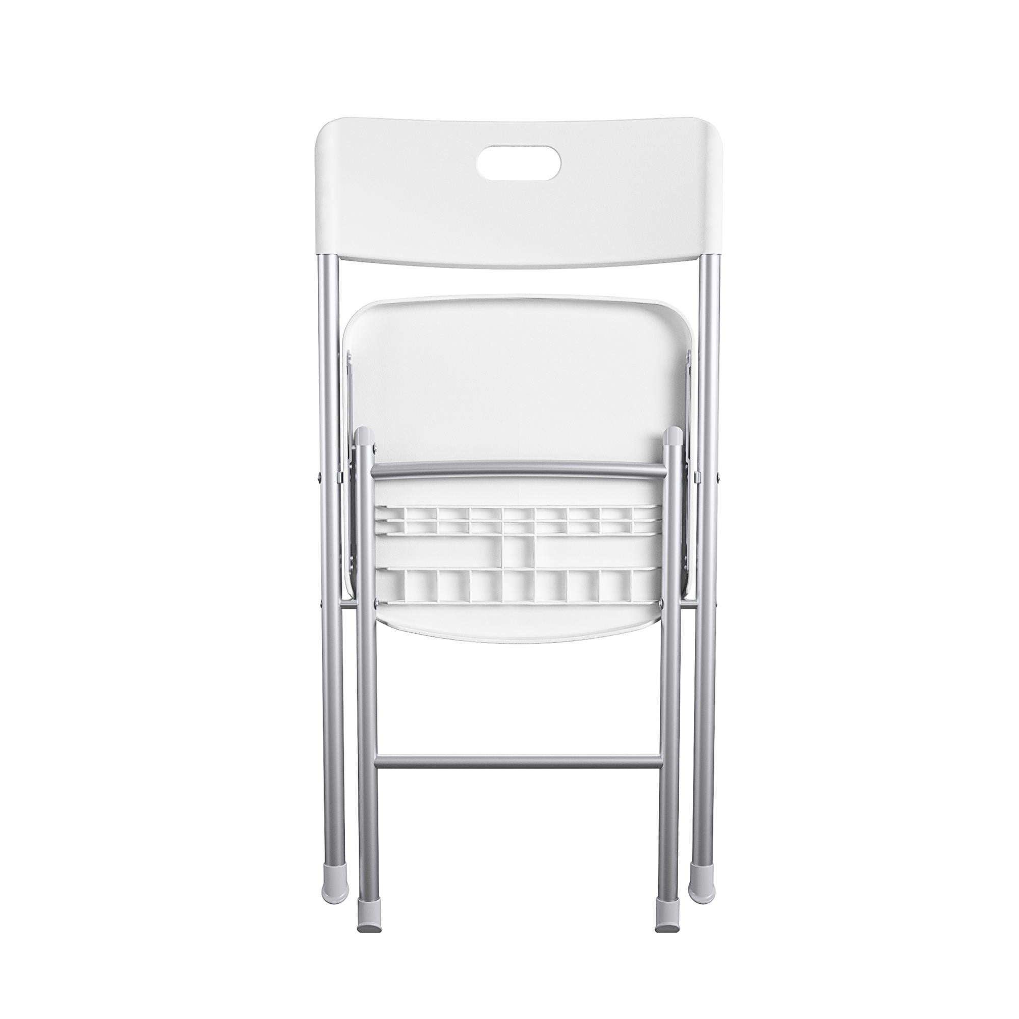 Mainstays Resin Seat & Back Folding Chair, White