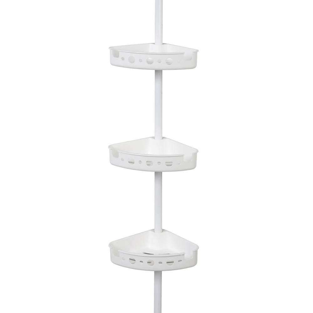 Glacier Bay 3-Tier Tension Corner Pole Shower Caddy in White 2172WWHD