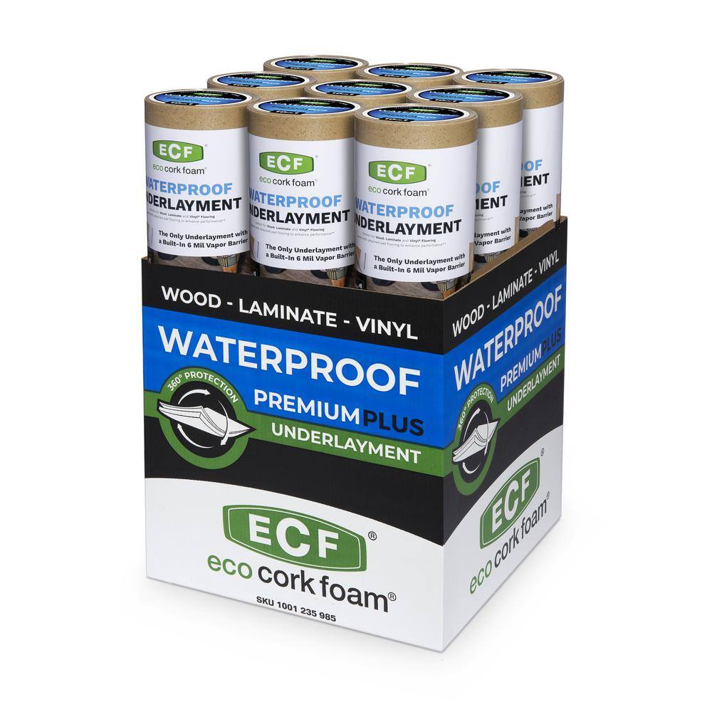 Eco Cork Foam 675 sq. ft. 3 ft. x 25 ft. x 3.2mm Waterproof Premium Plus 10-in-1 Underlayment-Vinyl Plank Laminate Engineered Wood 2200000135