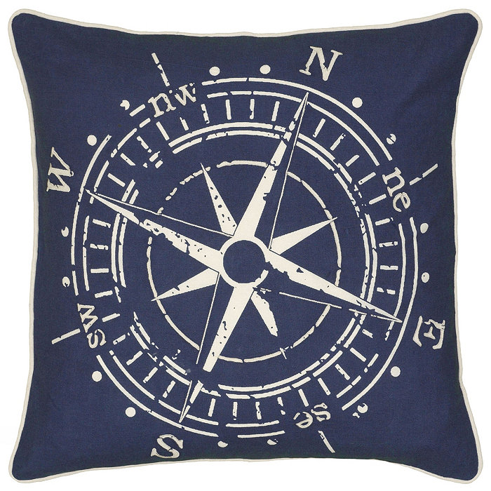 Rizzy Home Compass Polyester Filled Decorative Pillow， 18