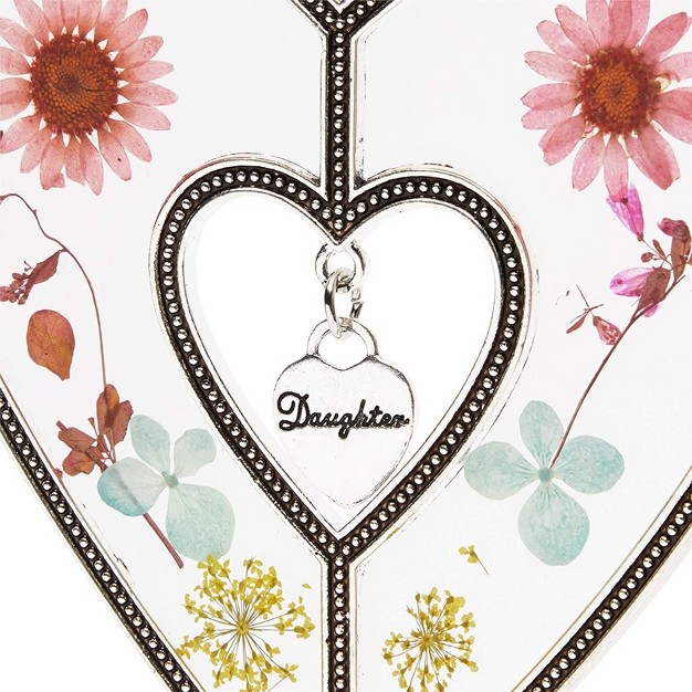 Okuna Outpost Heart Suncatcher For Window With Pressed Flowers 4 5 X 8 25 Inches