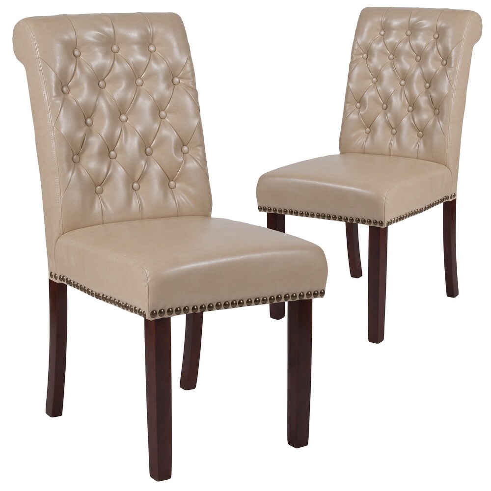 Parsons Rolled Back Accent Nail Trim Chairs (Set of 2)   18.5\