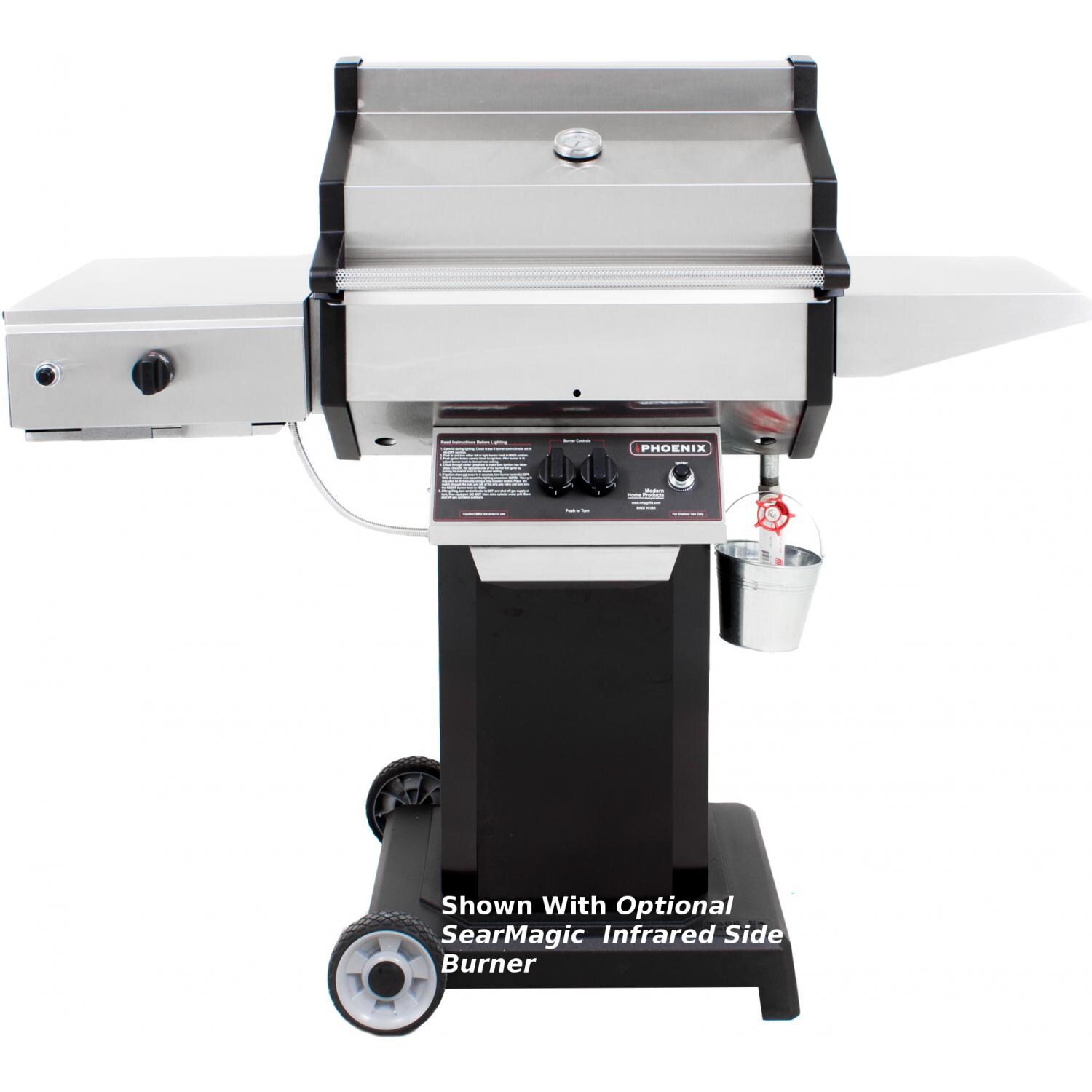 Phoenix SDBOCP Stainless Steel Propane Gas Grill Head On Black Aluminum Pedestal Cart