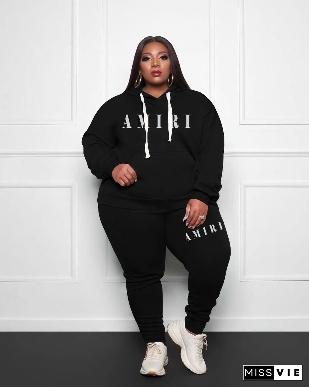 Plus Size Hoodies Sweatshirt Joggers Pants Suit