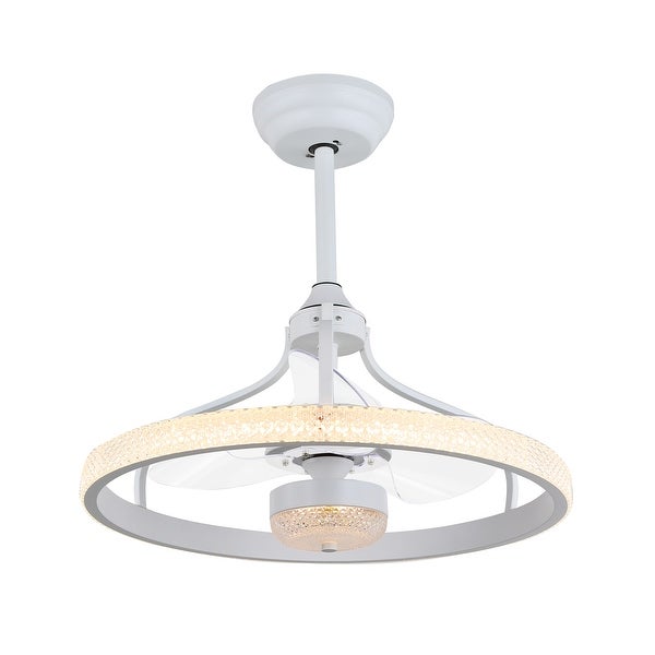 Oaks Aura LED Glam Crystal Ceiling Fan with Retractable Invisible Blades Chandeliers Shopping - The Best Deals on Ceiling Fans | 40243355