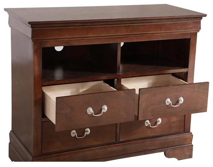 Louis Phillipe Cappuccino 4 Drawer Chest of Drawers (42 in L. X 18 in W. X...   Traditional   Entertainment Centers And Tv Stands   by BisonOffice  Houzz