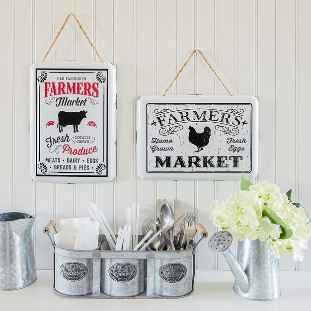 Farmlyn Creek Rustic Chicken Metal Hanging Sign Farmhouse Home Wall Decor Farmer s Market 10 6 X 5 9 In