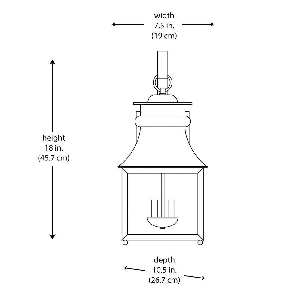 Home Decorators Collection Rainbrook 18 in. 2-Light Matte Black Outdoor Wall Light Fixture with Seeded Glass 13654