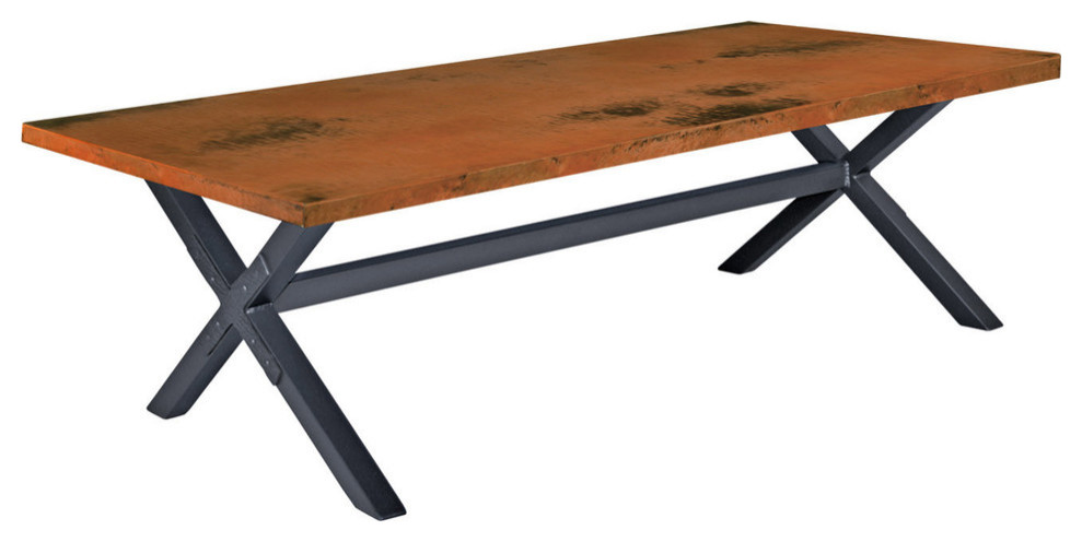 X Brace Cocktail Table With 30 quotx50 quot1 1/2 Copper Top   Industrial   Coffee Tables   by The Iron Shoppe  Houzz