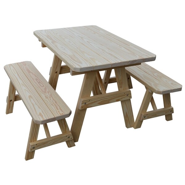 Pine 4' Traditional Picnic Table with 2 Benches