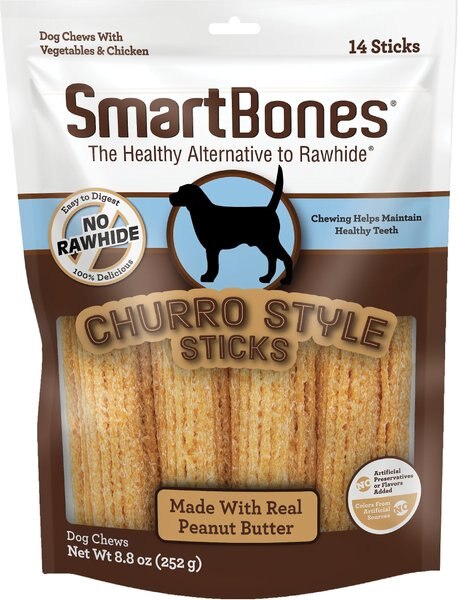 SmartBones Churro-Style Sticks Peanut Butter Flavor Dog Treats， 14 count