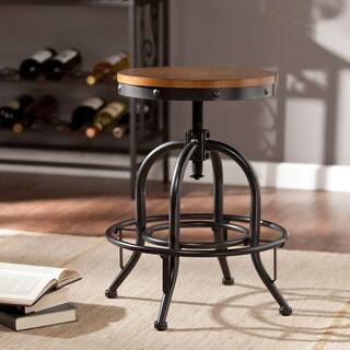 Southern Enterprises Christopher Industrial Adjustable Height Black Bar Stool HD864365