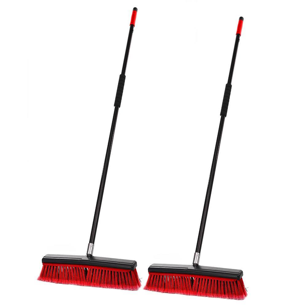 Alpine Industries 18 in. Red Indoor Smooth Surface 2-in-1 Squeegee Push Broom (2-Pack) 4600-18-2-2PK