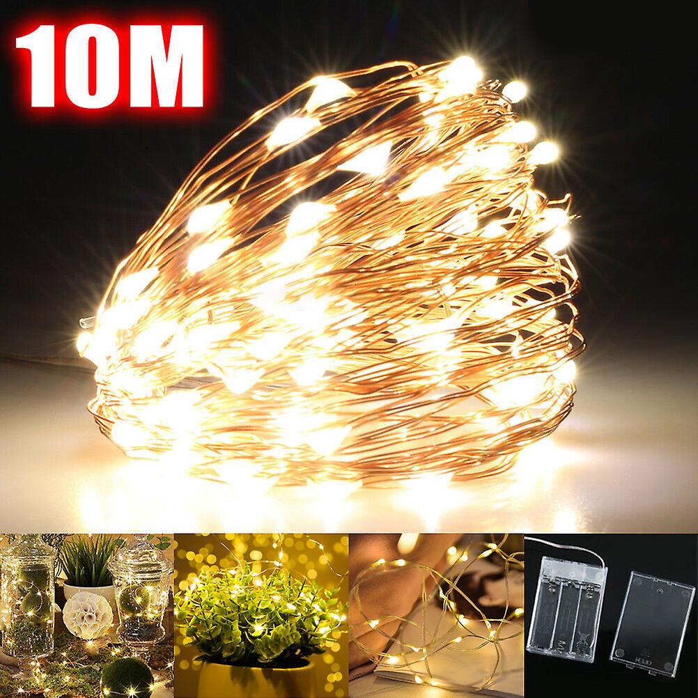 10M LED Fairy String Lights Battery Powered Copper Wire Lamp Waterproof Xmas Decor