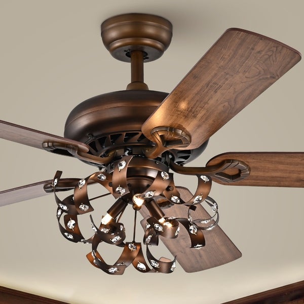 Paz Satin Bronze 52-Inch 5-Blade Lighted Ceiling Fan Shopping - The Best Deals on Ceiling Fans | 35259969