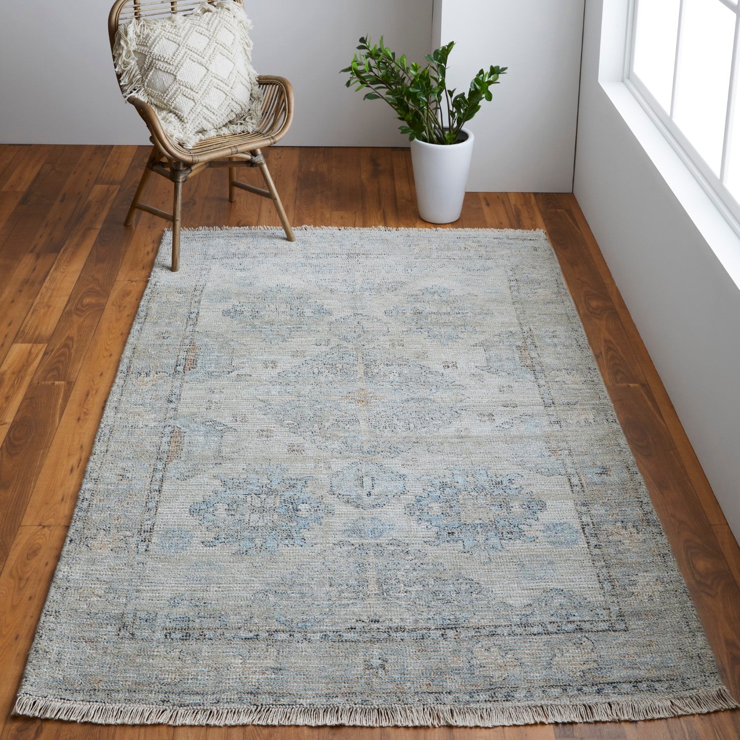 Ramey Hand Woven Light Blue & Tan Rug by BD Fine