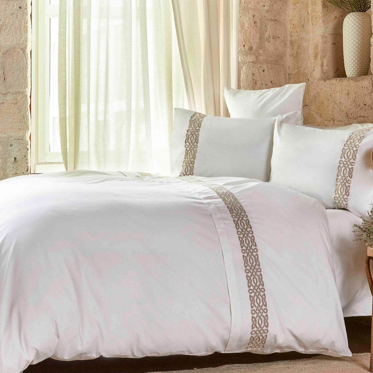 Karaca Home Rivoli Beige Cotton Filtered Double Duvet Cover Set 200.18.01.0186