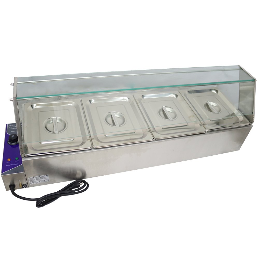 TECHTONGDA Buffet Food Warmer Stainless Steel Bain Marie Buffet Countertop 4 Pan Electric Steam Heater 6