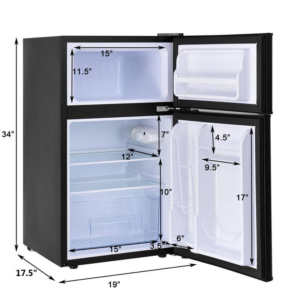 Costway 3.2 cu. ft. Retro Mini Fridges in Black with Freezer  Reversible Door GHM0189BK