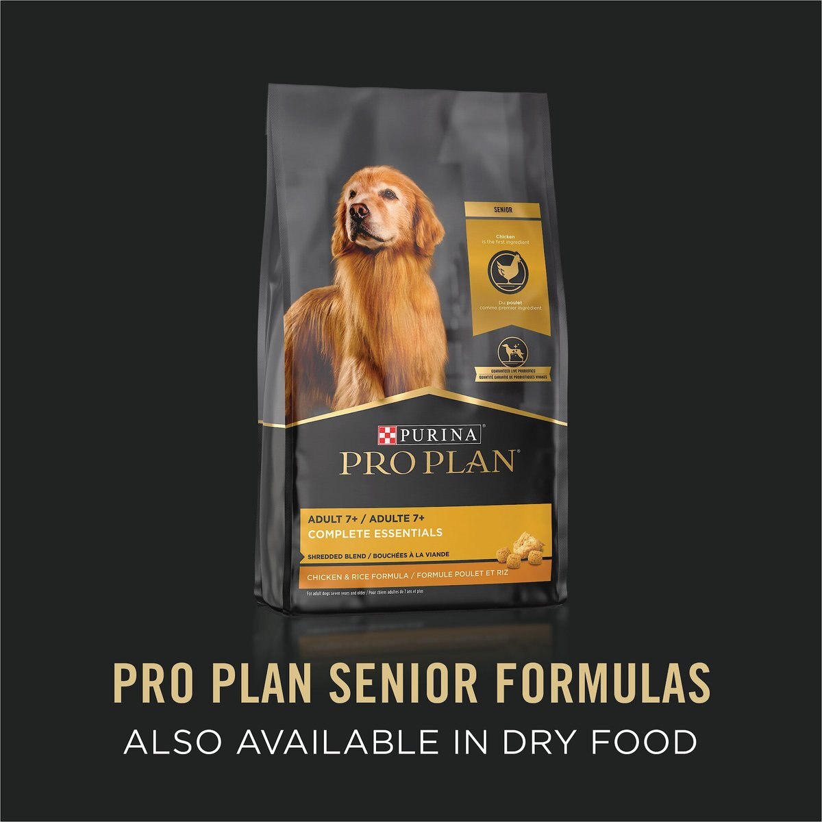 Purina Pro Plan Adult 7+ Complete Essentials Chicken and Rice Entree Wet Dog Food， 13-oz can， case of 12