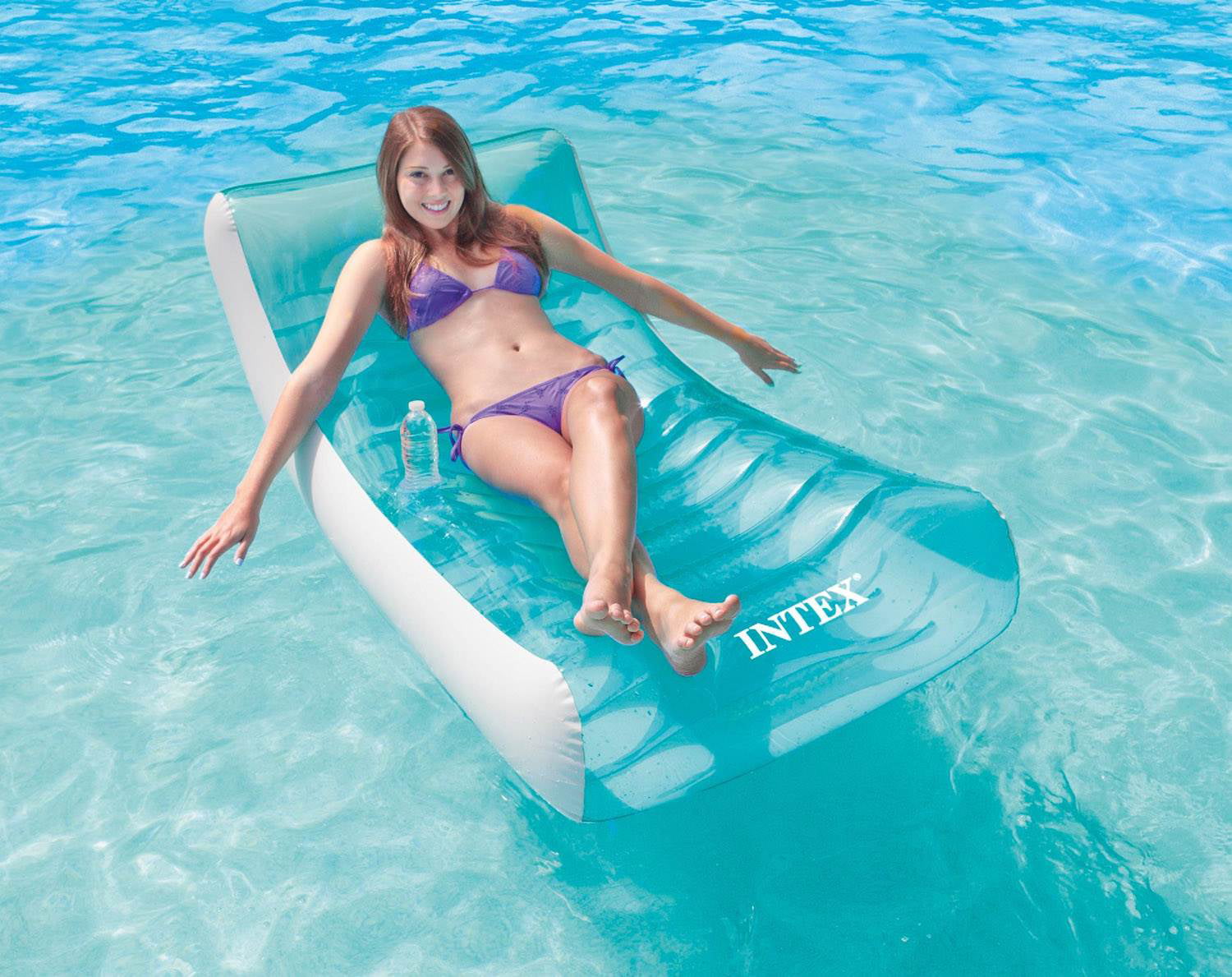 Intex Adult Transparent Blue  Inflatable Rockin' Lounge Swimming Pool Lounge Chair