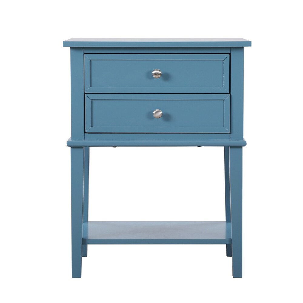 LYKE Home 2 Drawer Blue Nightstand