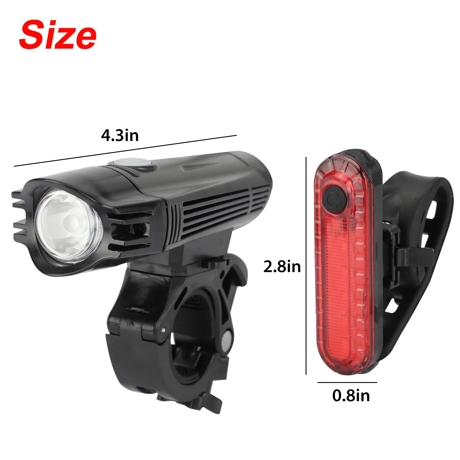 EEEkit 300LM USB Rechargeable Bike Light， 4 Modes Super Bright Bicycle Lights Front Light， Waterproof Bike Headlight Taillight Set， Cycling Flashlight for Night Riding Hiking Camp