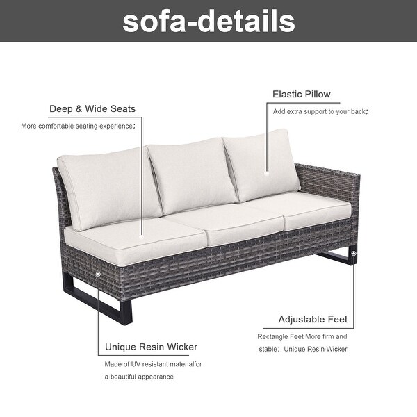 7PCS Sectional PE Wicker Rattan Sofa