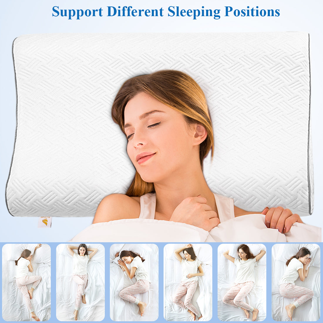 PiccoCasa Contour Pillow Memory Foam Pillow for Neck Pain,  Queen (29 x 16 x 4.7/3.5inch)