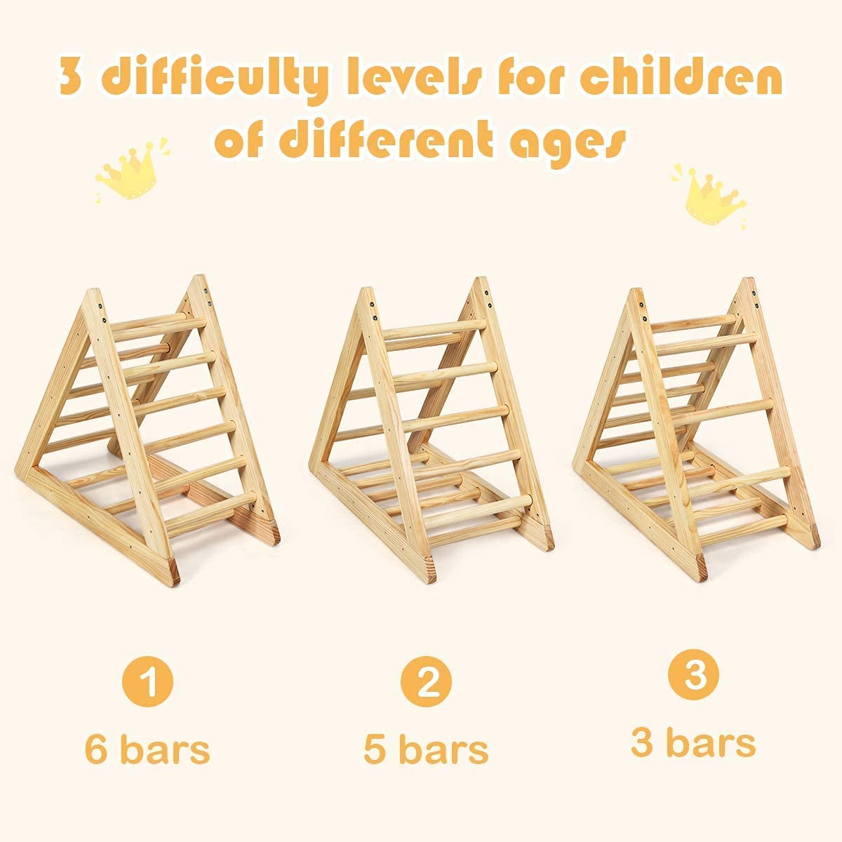 Costzon Kids Climbing Triangle Ladder, Wooden Triangle Climber with Climbing Ladder for Toddlers