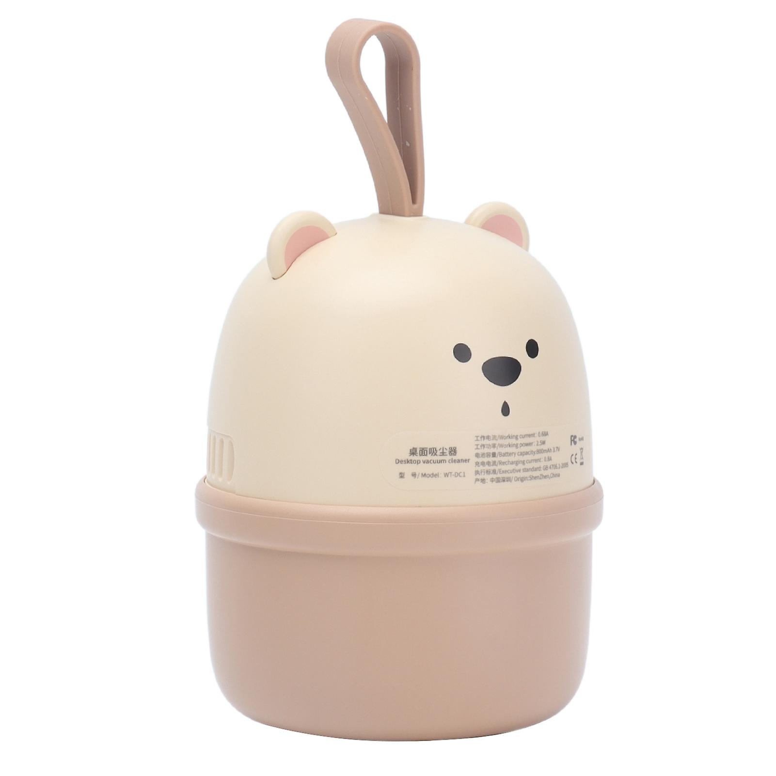 Mini Desktop Dust Collector USB Charging Mini Portable Bear Kids Desktop Keyboard Vacuum CleanerBeige