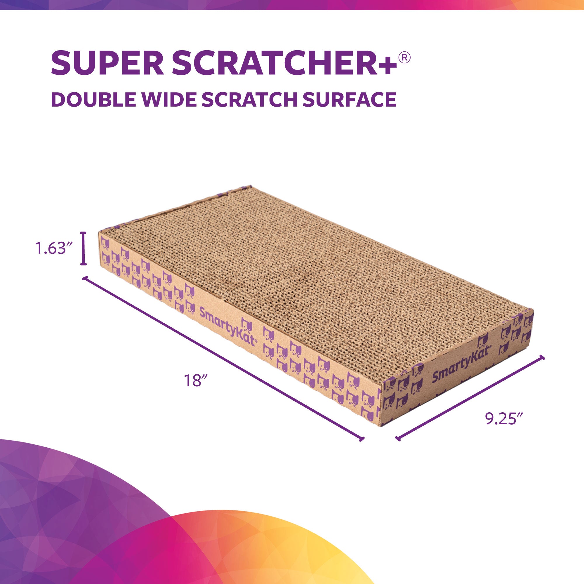 SmartyKat Super Scratcher+ Double Wide with Catnip Infusion Technology Corrugate Cat Scratch Pad， Durable and Reversible