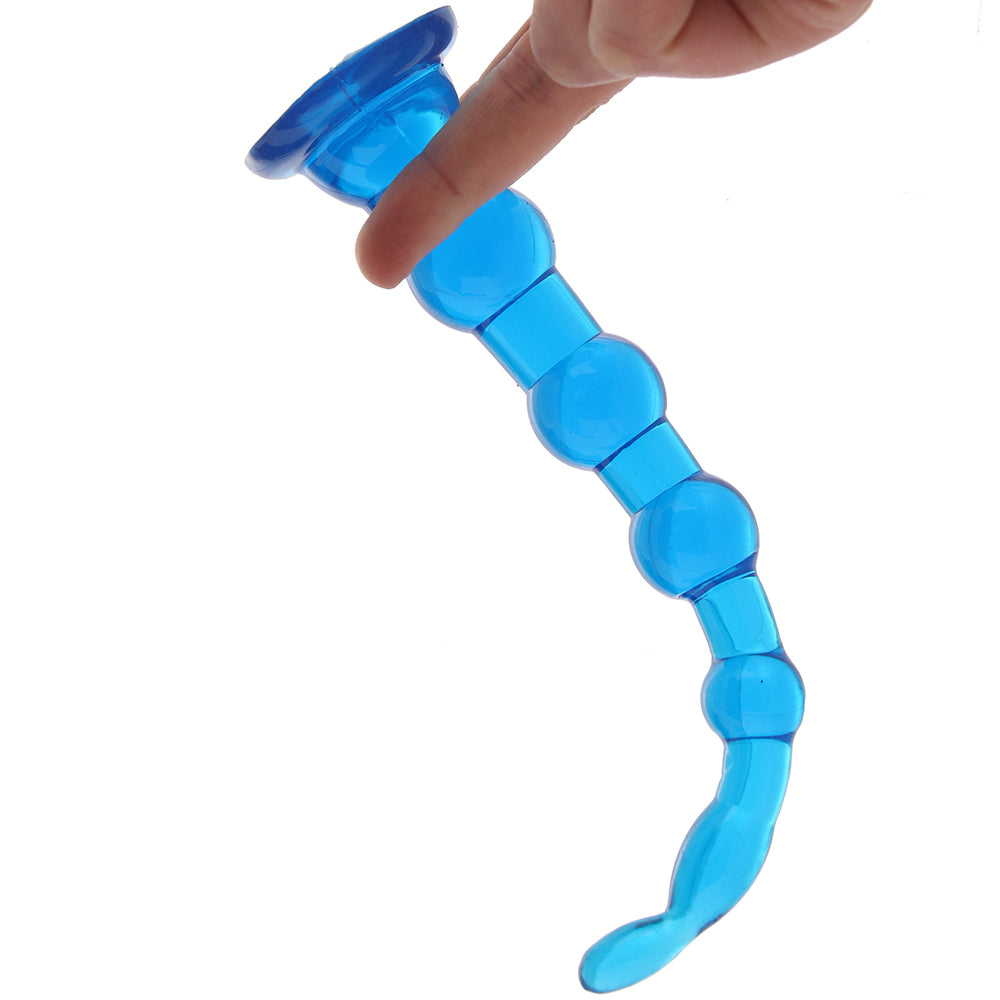 Blue Line 8.5 Inch Anal Beads With Suction Base