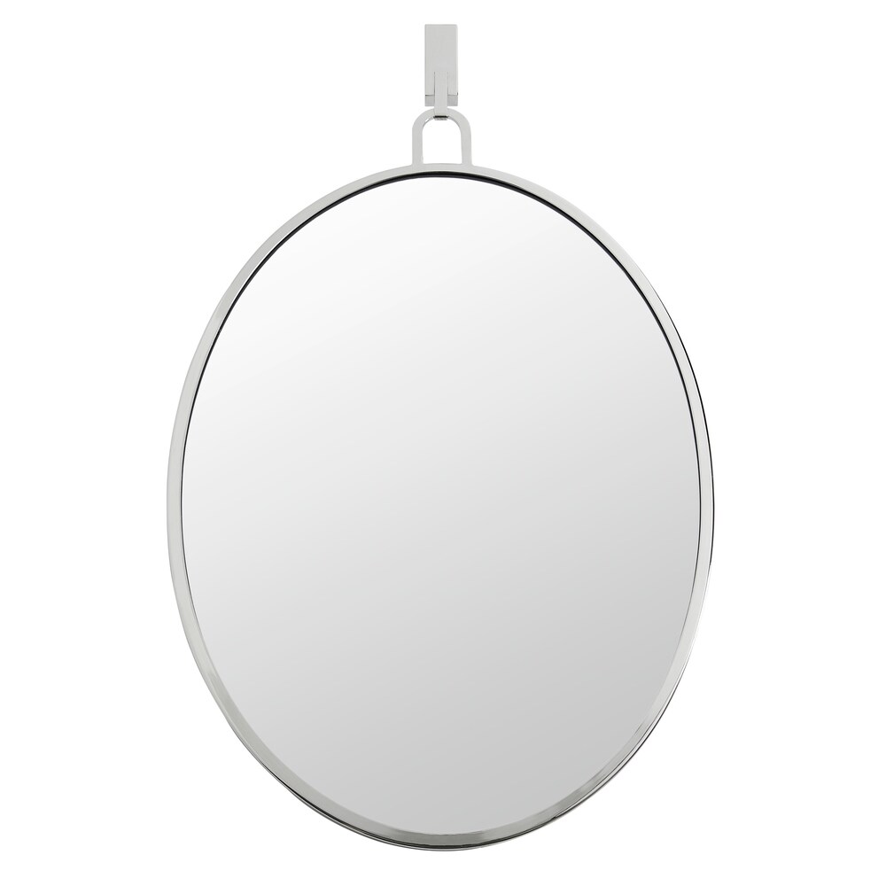 Stopwatch Polished Nickel Oval Powder Room Mirror   Polished Nickel