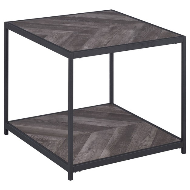 Beckley Wood End Table Gray Herringbone black Coaster