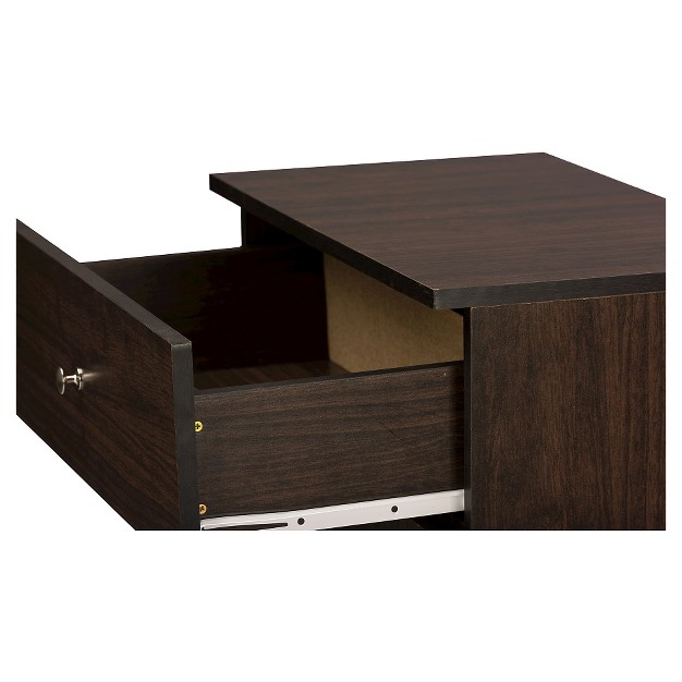 Felda Modern Shoe Cabinet With 2 Doors And Drawer Dark Brown Baxton Studio