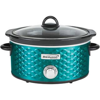 Brentwood Appliances Scallop 4.5 Qt. Blue Slow Cooker with Tempered Glass Lid SC-140BL