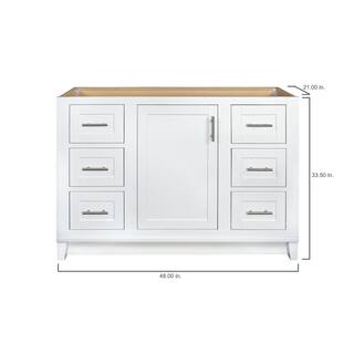 Glacier Bay Kinghurst 48 in. W x 21 in. D x 33.5 in. H Bath Vanity Cabinet without Top in White KHWHT48D