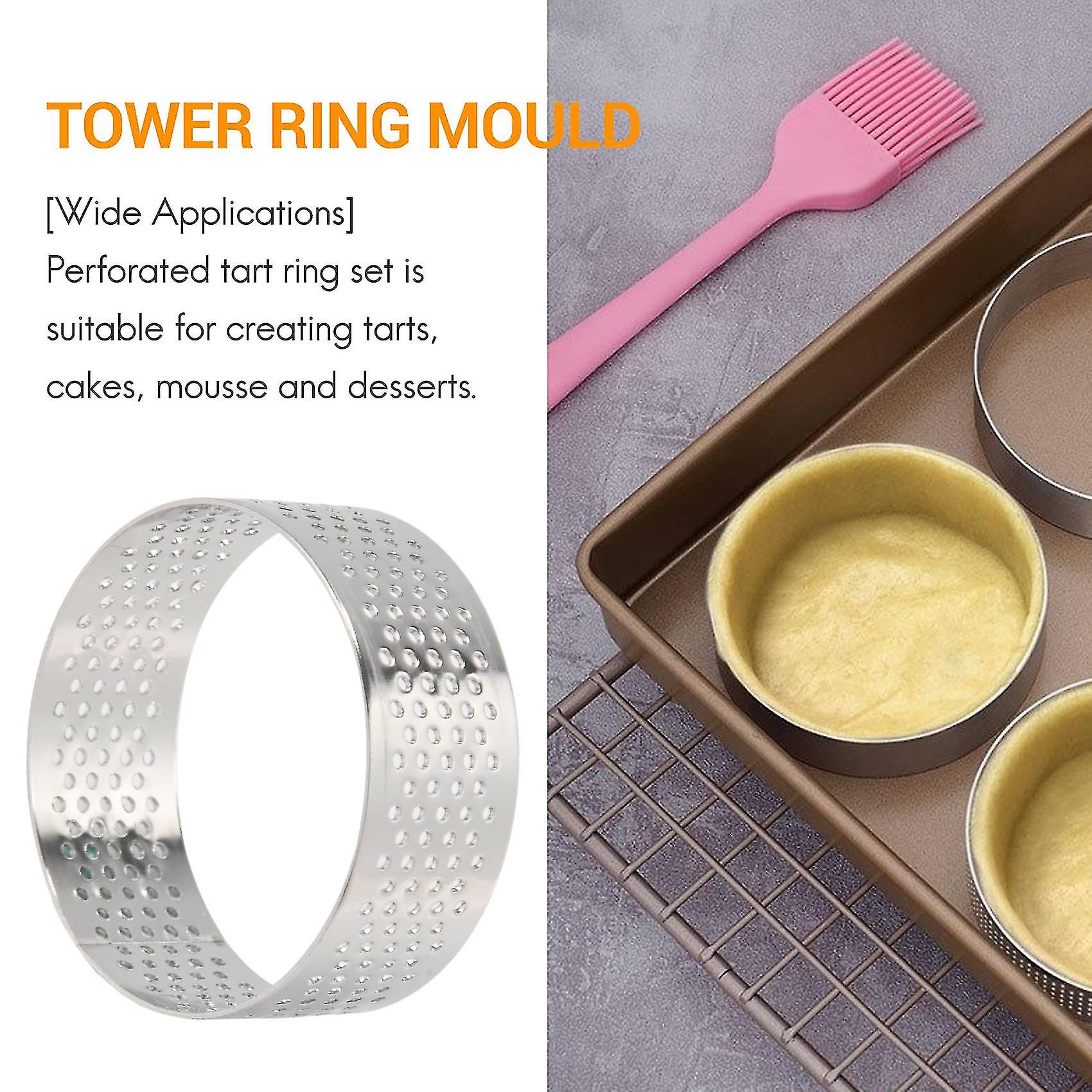 10 Pack 5cm Stainless Steel Tart Ring， Heat-resistant Perforated Cake Mousse Ring， Round Ring Bakin